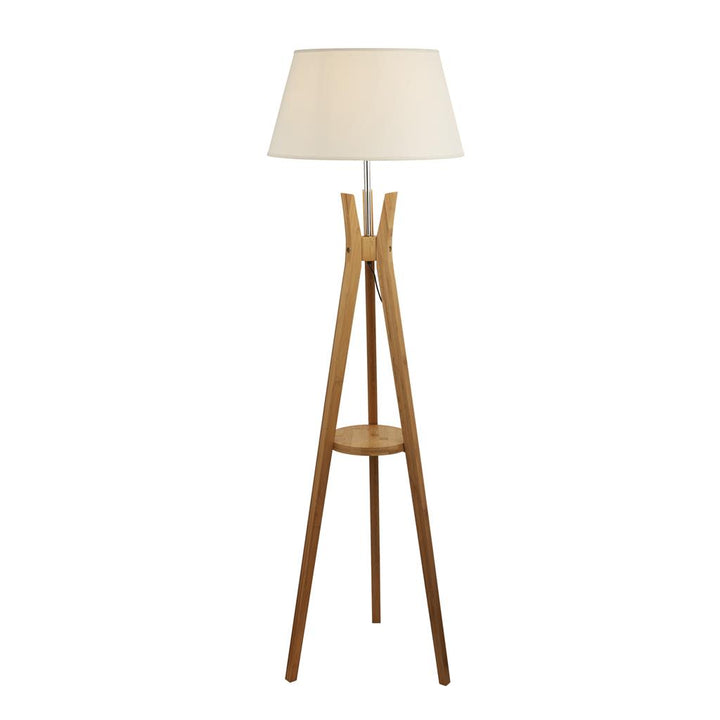 Wooden Shelf Floor Lamp - Cream Shade