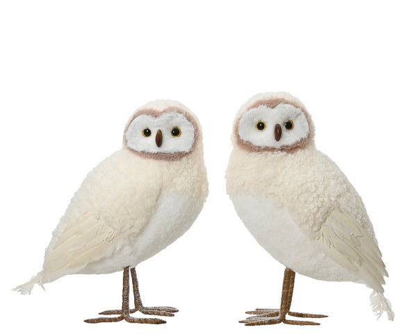 Owl Decoration with Artificial Fur & Glitter