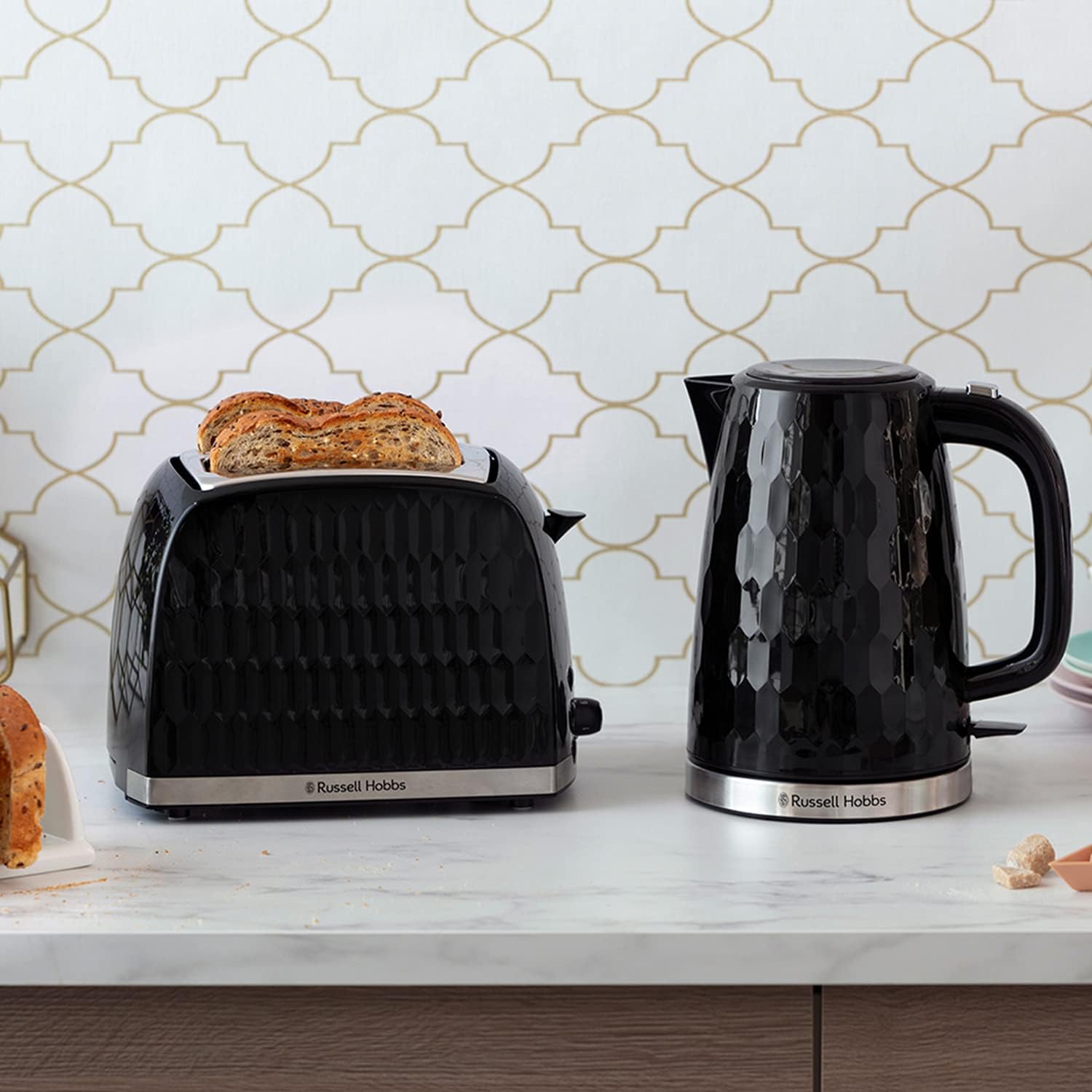 Russell Hobbs Honeycomb 2 Slice Black Toaster