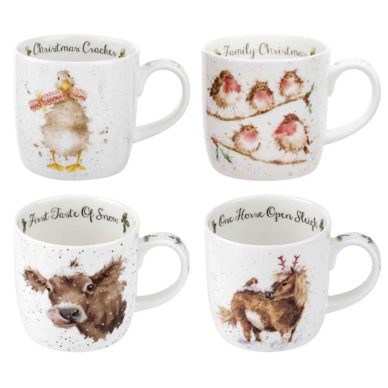 Wrendale Designs Christmas Gift Set of 4 Mugs