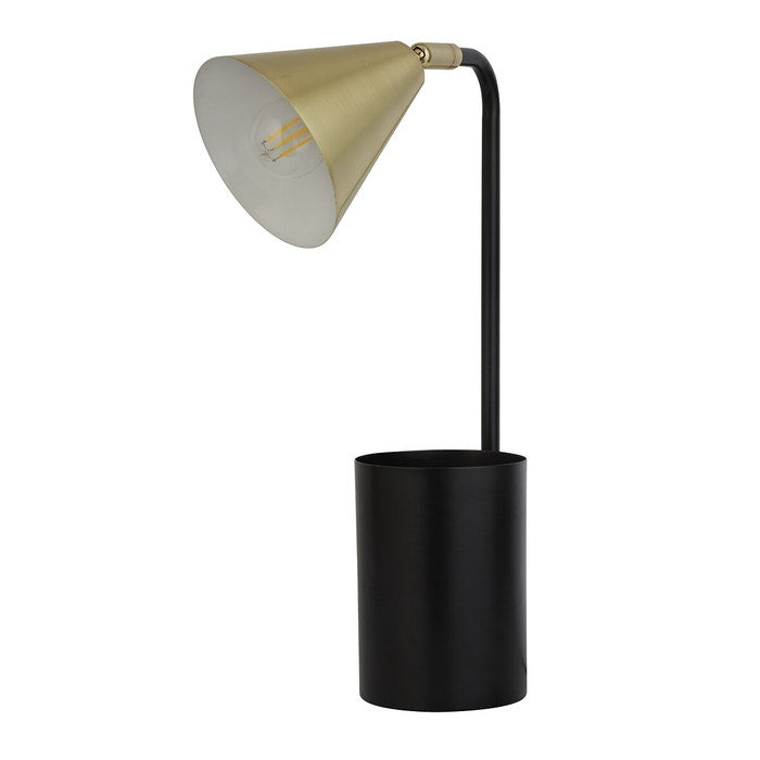 Black & Brass Storage Desk Lamp
