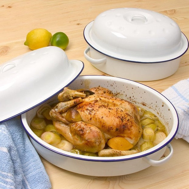 Enamel Falcon 36cm Oval Roaster with Lid