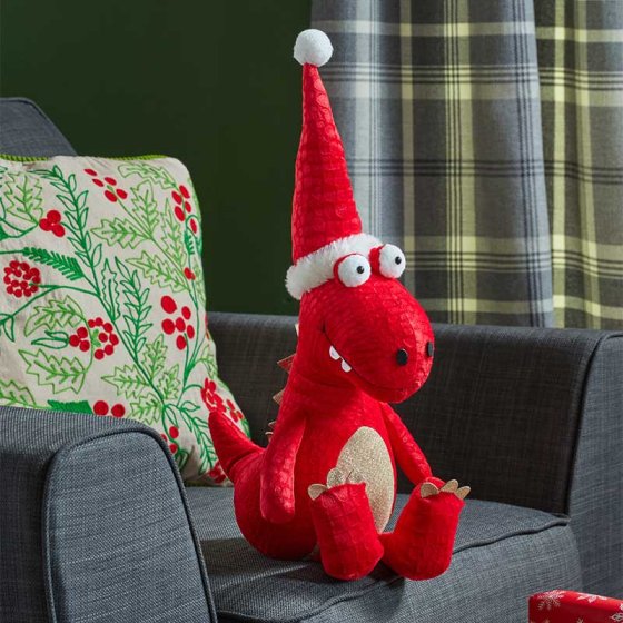 Christmas Festive Dino - Seated - Red
