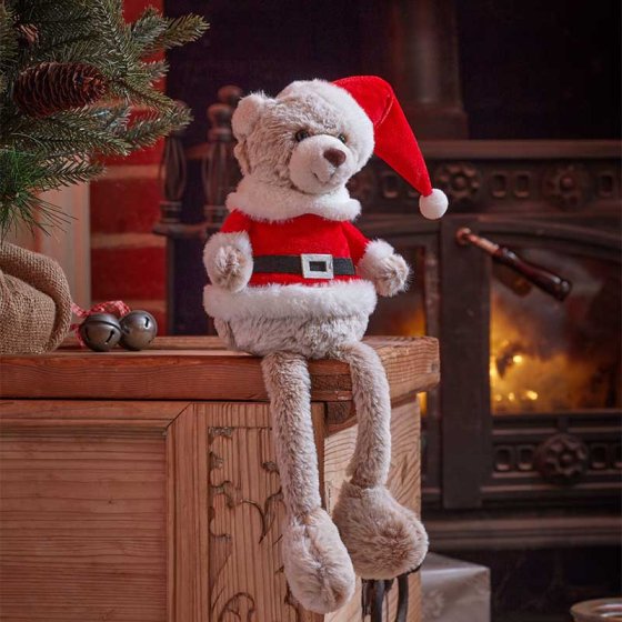Christmas Teddy Santa - Seated