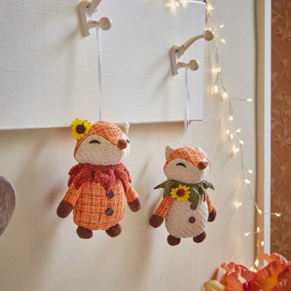 Mrs Fox Pendant – Hanging Autumn Plush Ornament (14cm)