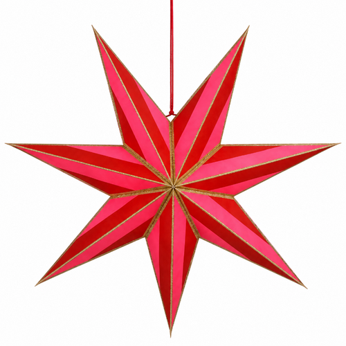 House of Seasons Gonda FSC Mix Hanging Star Red & Green Assorted – 18 x 60cm