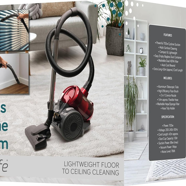 HomeLife 800w Powerful Bagless Cyclone Cylinder Vacuum