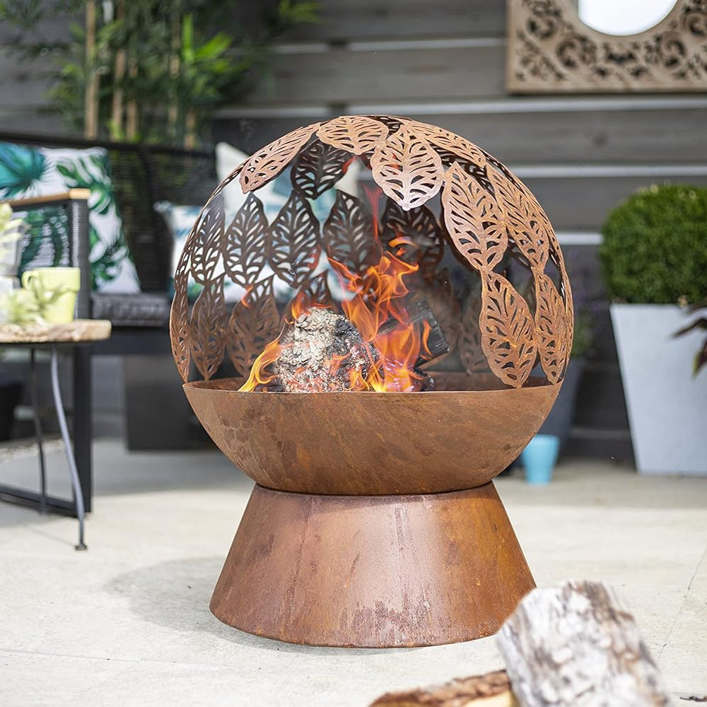 La Hacienda Leaves Oxidised Fire Globe Natural Rusted