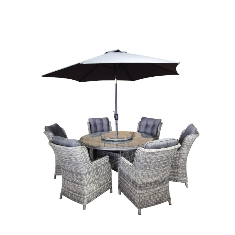 Wimbledon Six Seater Set With Parasol