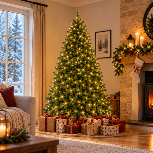 Classic Christmas Northern Lights 6ft Pre-Lit Artificial Christmas Tree – 300 Warm White LED Lights