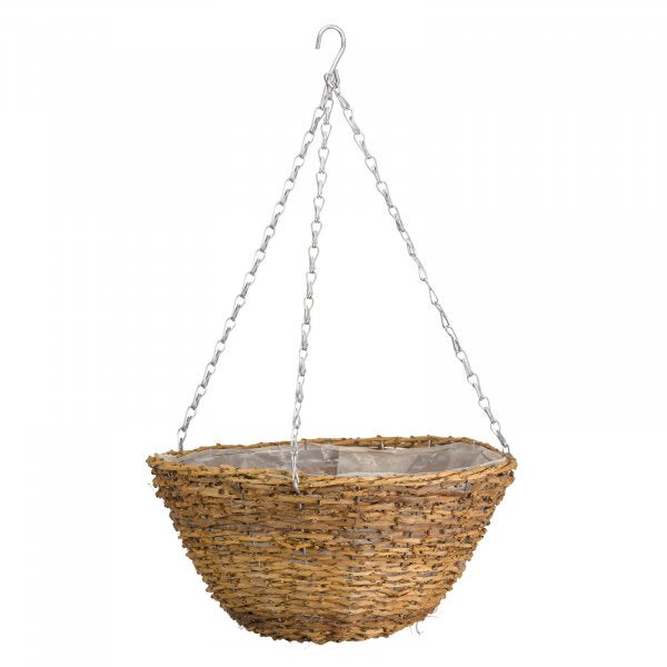 12 Inch Country Rattan Hanging Basket