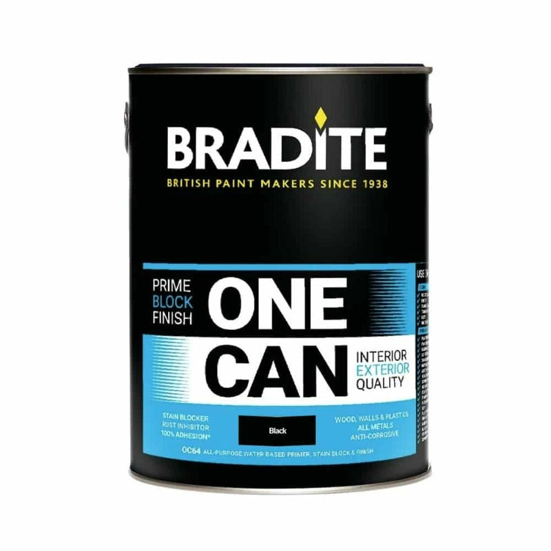 Bradite One Can All Surface Primer Sealer & Topcoat Eggshell Black 1L