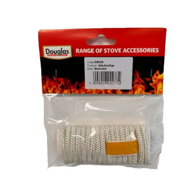 WHITE STOVE ROPE - 6MM X 2M