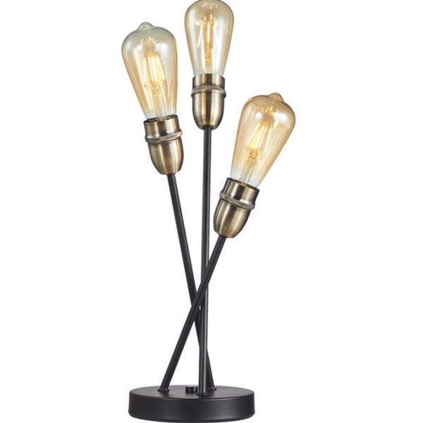 Venus 3 Light Table Lamp Black & Antique Brass