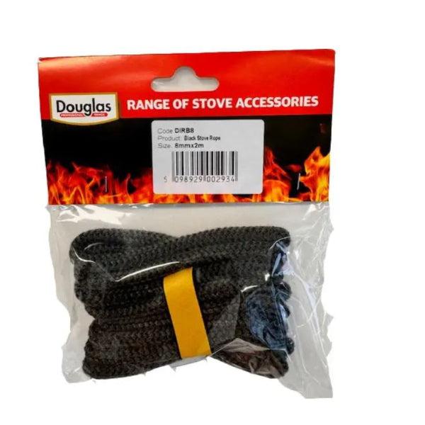 BLACK STOVE ROPE - 12MM X 2M