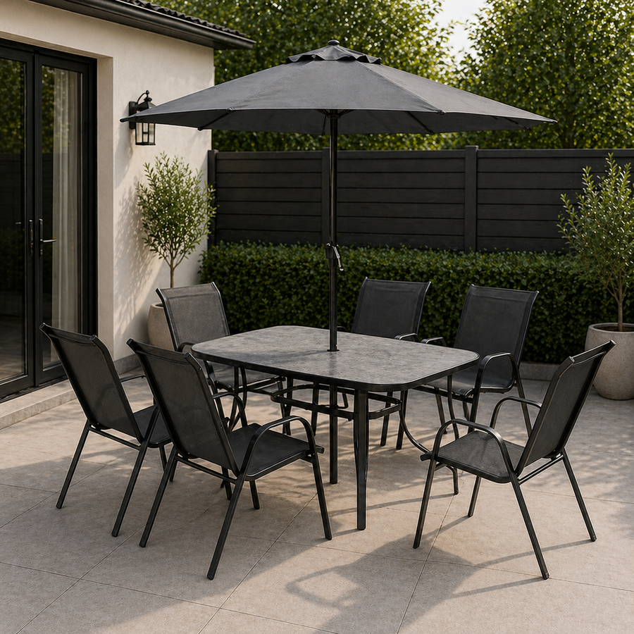 Amora 6 Seater Dining Set with Parasol