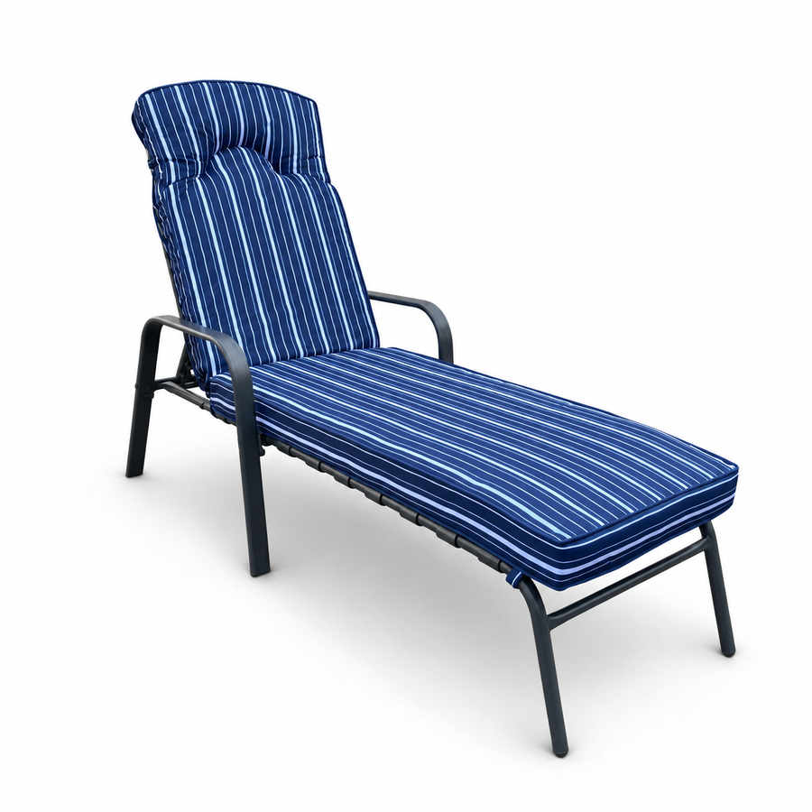 Steel Padded Sun Lounger - Blue Stripe