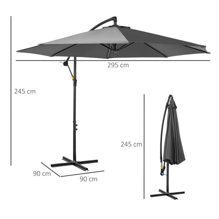 Overhang Parasol 3m Grey