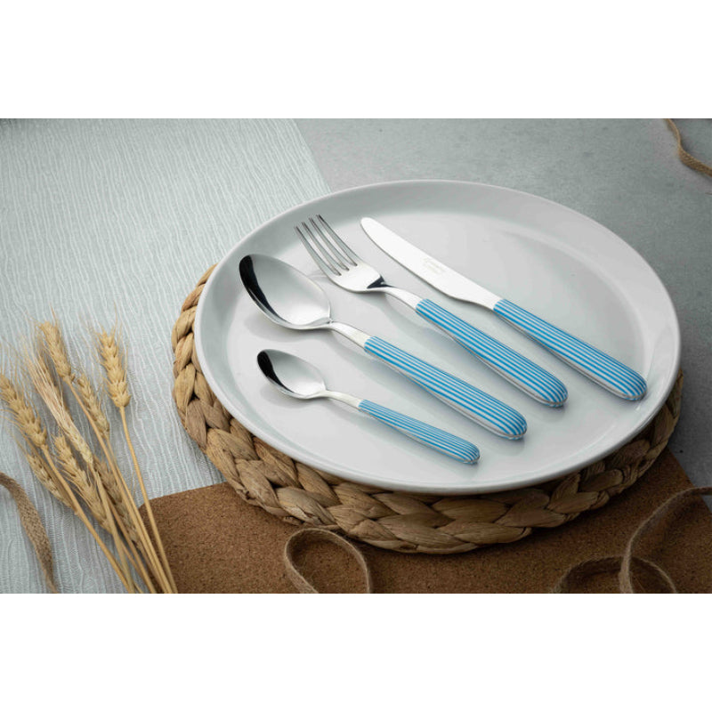 24 Piece Cutlery Set Seersucker Stripe