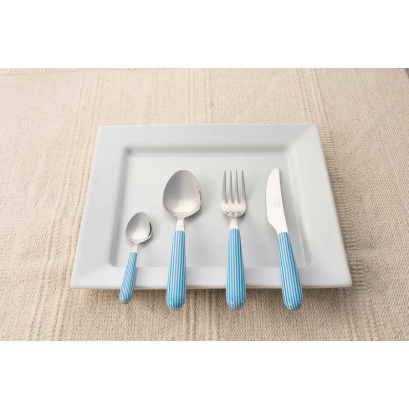 24 Piece Cutlery Set Seersucker Stripe
