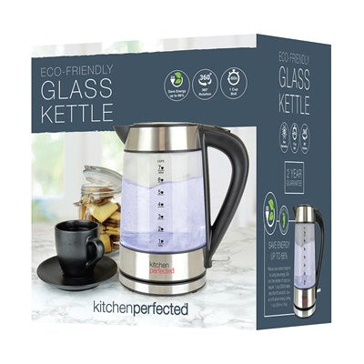 KitchenPerfected Eco-Friendly 1.7Ltr Illuminated Cordless Glass Kettle