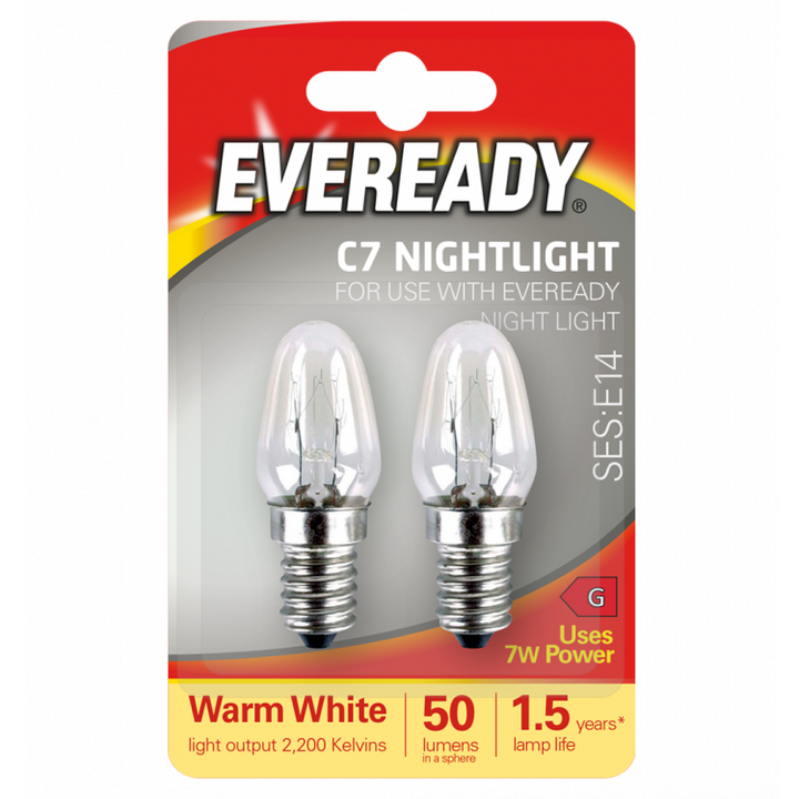 Eveready C7 SES 7W E14 Nightlight Bulb Twin Pack