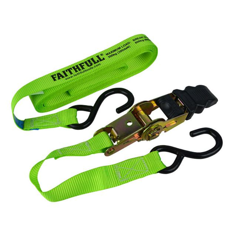 Faithfull 4 Piece 5m Green Ratchet Tie Down Set