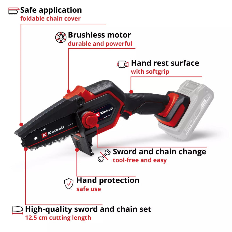 Einhell Power X-Change Cordless 15.8cm Pruning Chainsaw - Bare