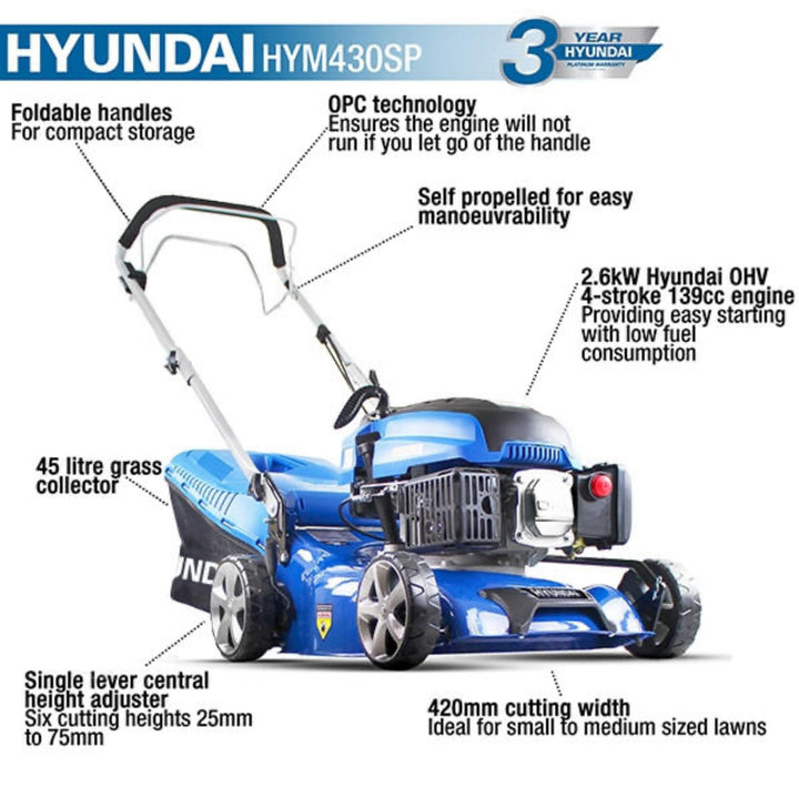 Hyundai 17" Self Propelled Lawnmower 139cc