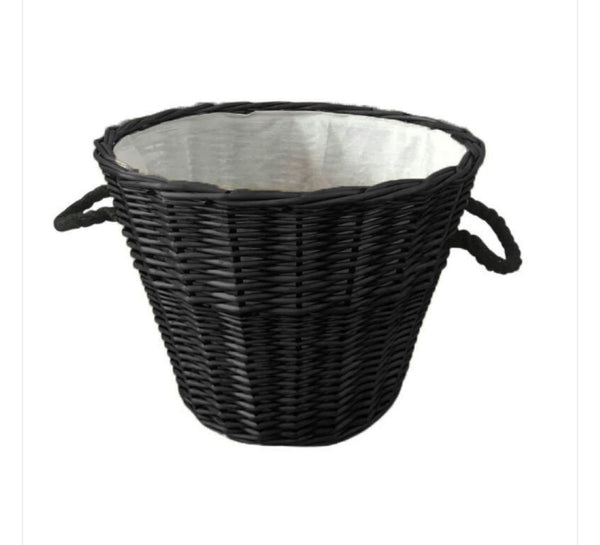 Wicker Basket Round Black