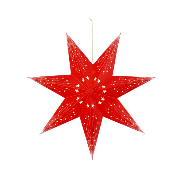Kaemingk Red Paper Christmas LED Star Decoration