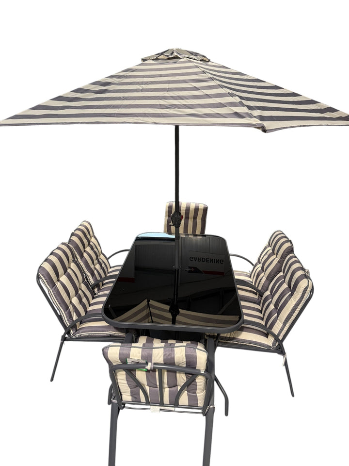 Madison Striped 6 Seater Dining Set