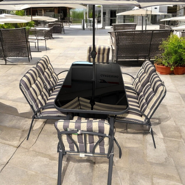 Madison Striped 6 Seater Dining Set