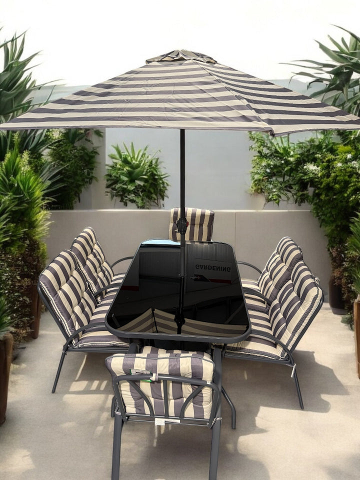Madison Striped 6 Seater Dining Set