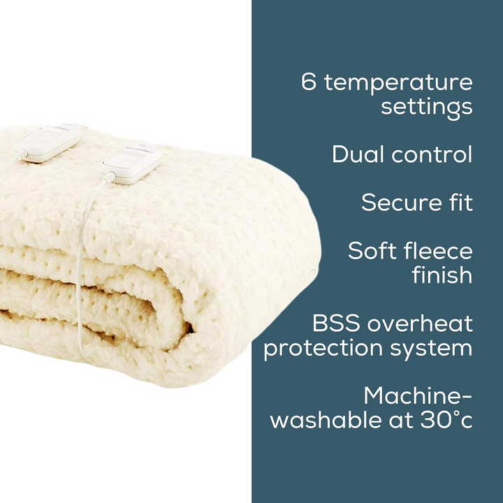 Monogram Dual Control Double Fleece Electric Blanket 137cm x 190cm