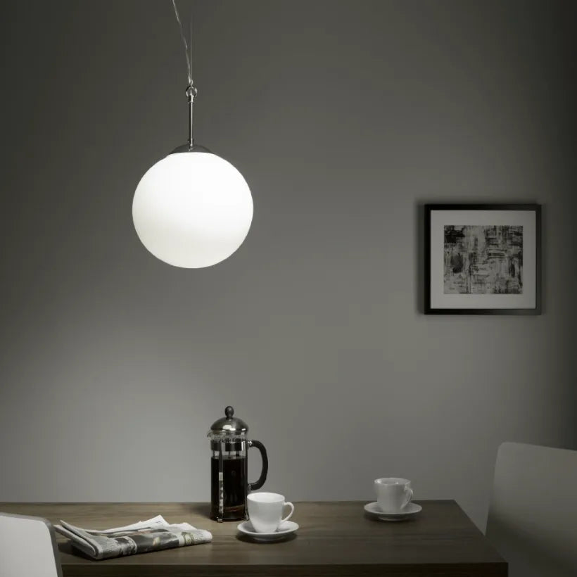 Blob Ceiling Pendant Large White Glass & Chrome