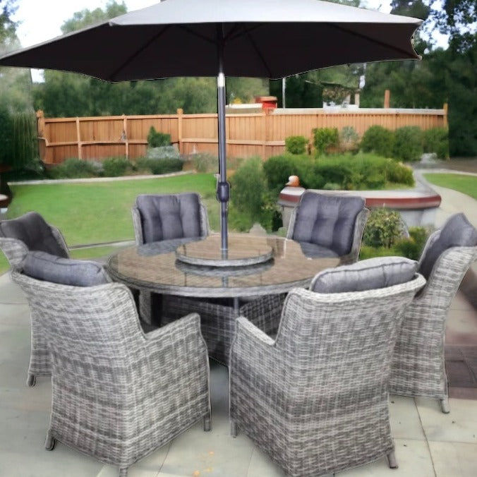 Wimbledon Six Seater Set With Parasol