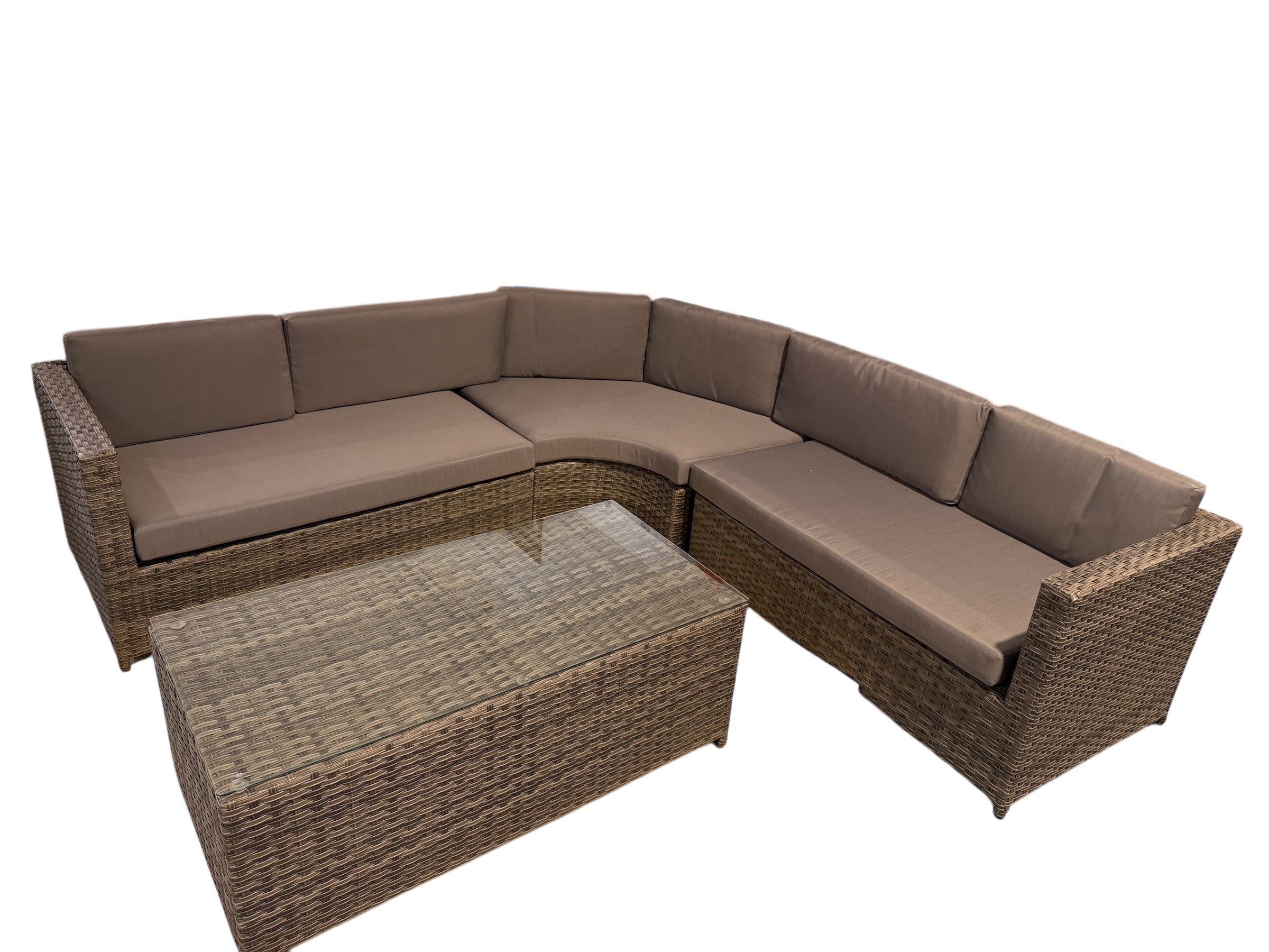 L Shaped Rattan Style Sofa Set with Coffee Table