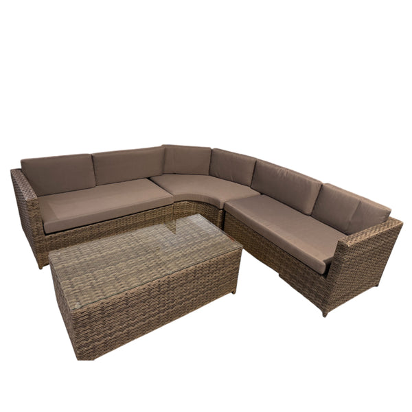 L Shaped Rattan Style Sofa Set with Coffee Table