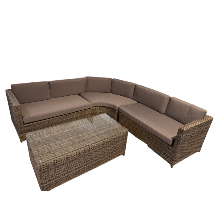 L Shaped Rattan Style Sofa Set with Coffee Table