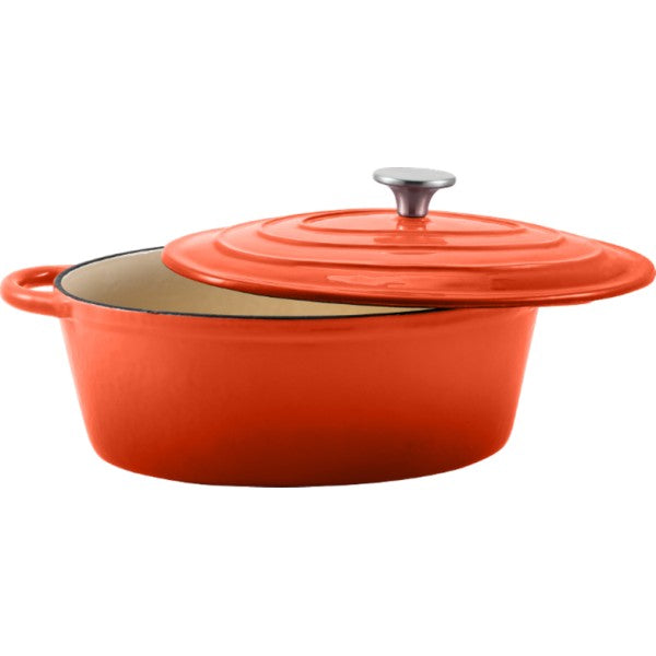 Steelex Orange Oval Cast Iron Casserole 30cm