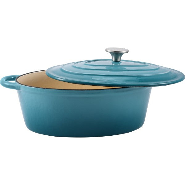 Steelex Teal Oval Cast Iron Casserole 30cm