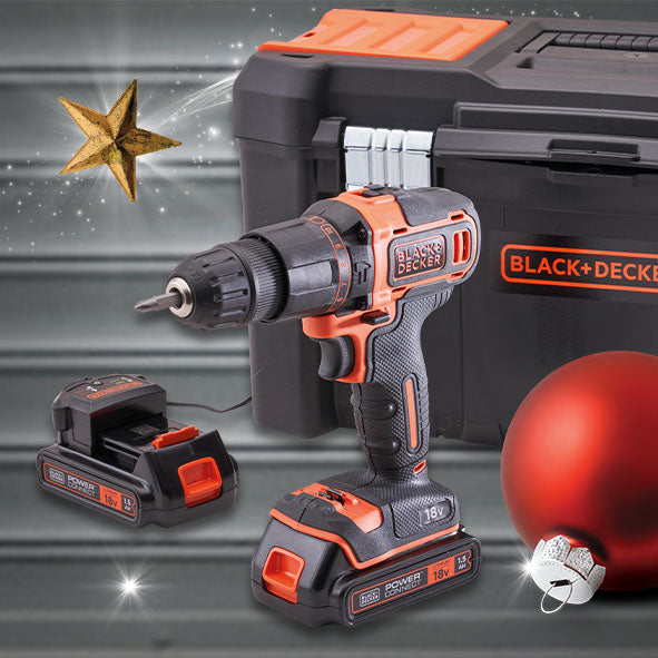 Black & Decker 18V Combi Drill with 2 x 1.5Ah Li-Ion Batteries