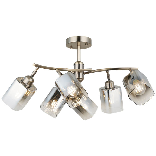 Taylor 6 Light Antique Brass Semi Flush Ceiling Light