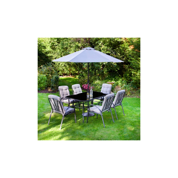 Madison 6 Seater Dining Set With Parasol