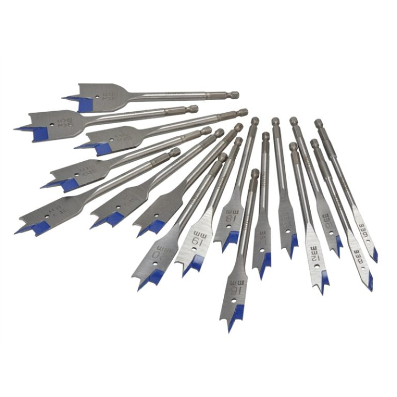 Faithfull 17 Piece 4X Blue Groove Flat Bit Set