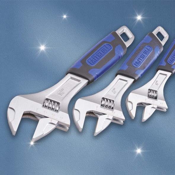 Faithfull 3 Piece Matt Chrome Adjustable Spanner Set
