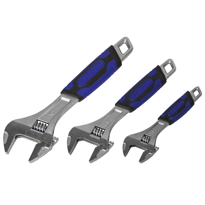 Faithfull 3 Piece Matt Chrome Adjustable Spanner Set