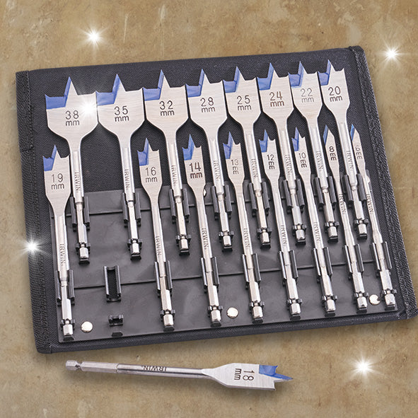 Faithfull 17 Piece 4X Blue Groove Flat Bit Set