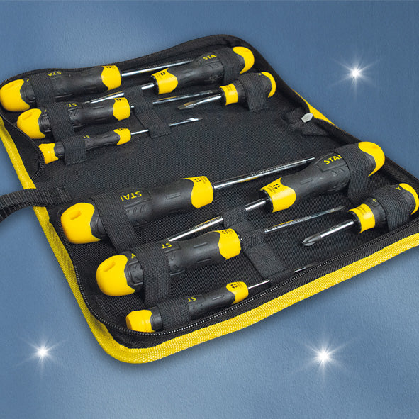 Stanley 10 Piece Cushion Grip Screwdriver Set in Wallet
